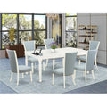 Dover Kitchen Table Set - Linen White & Baby Blue, Set of 6