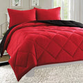 Empire 3pc Reversible Comforter Set Microfiber Quilted Bed wrap Twin - Red / Black