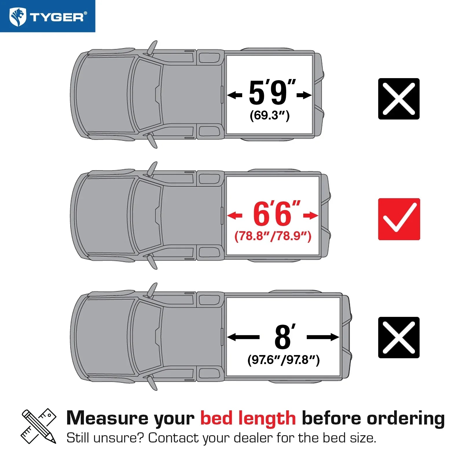 Tyger Auto T3 Soft Tri-fold Truck Bed Tonneau wrap appropriate with 2014-2018 Chevy Silverado / GMC Sierra 1500; 2015-2019 2500HD 3500HD; 2019 LD/Limited | 6'6" Bed | TG-BC3C1007 | Vinyl