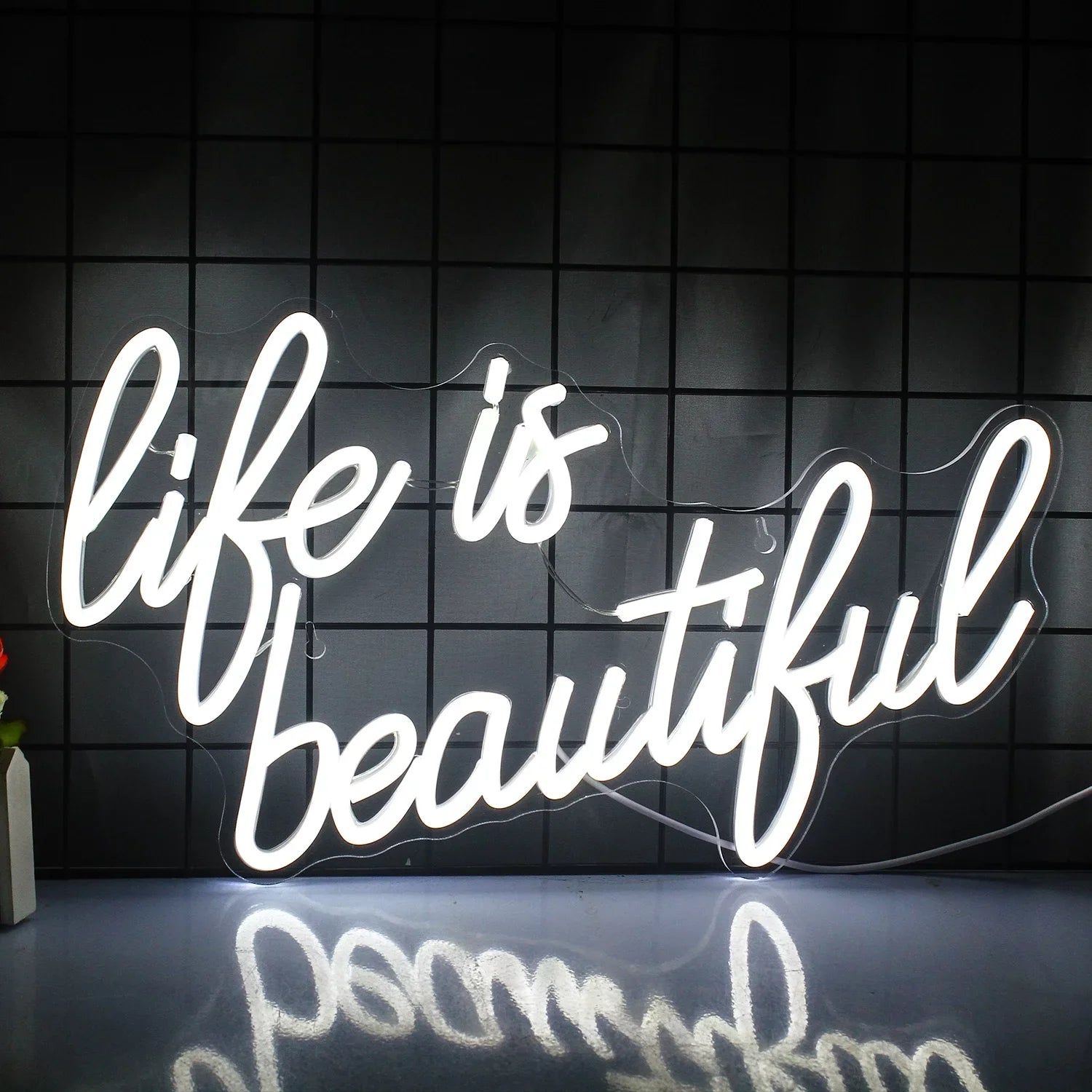 WX&YH Life Is Beautiful LED Neon Light Signs USB Power for Home Bedroom Office Shop Wedding Party Decoration