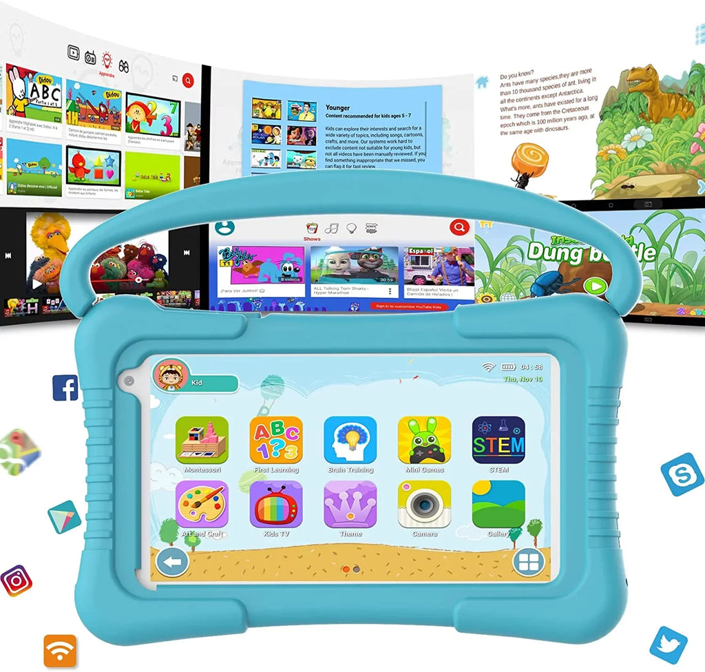 Kids Tablet 7 inch Tablet for Kids WiFi Kids Tablets 32G Android 11 2GB RAM Dual Camera Educational Games Parental Control, Toddler Tablet with Kids Software Pre-Installed Kid-Proof YouTube Netflix.