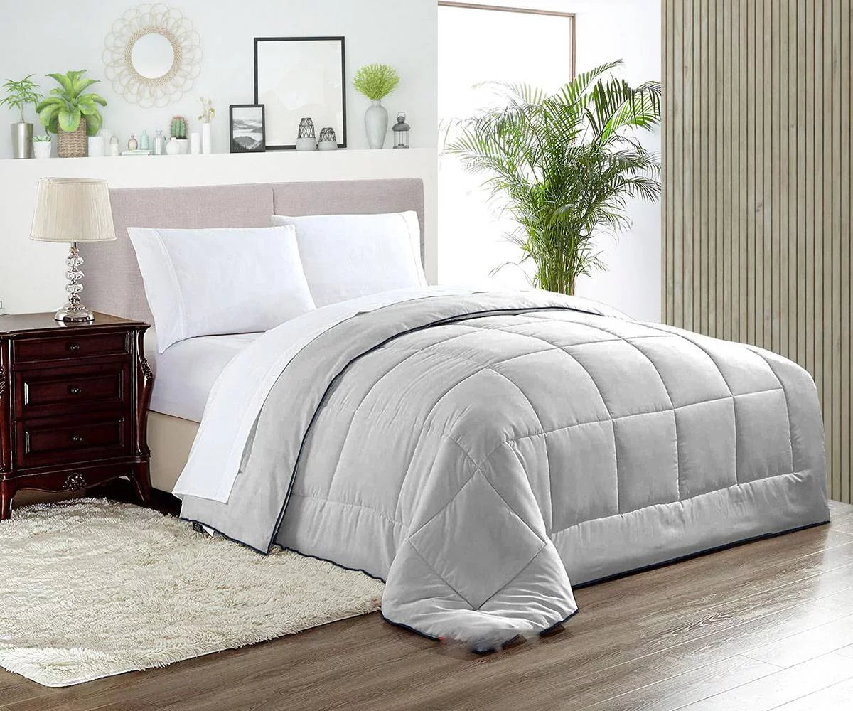 CCNY 1000 TC Egyptian Cotton Comforter with 2 Matching Pillowcases Size- Super King Plus Light Gray Solid Pattern Breathable Quilted Case