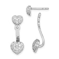 Primal Silver Sterling Silver Rhodium-plated CZ Heart Post Earrings with Jacket