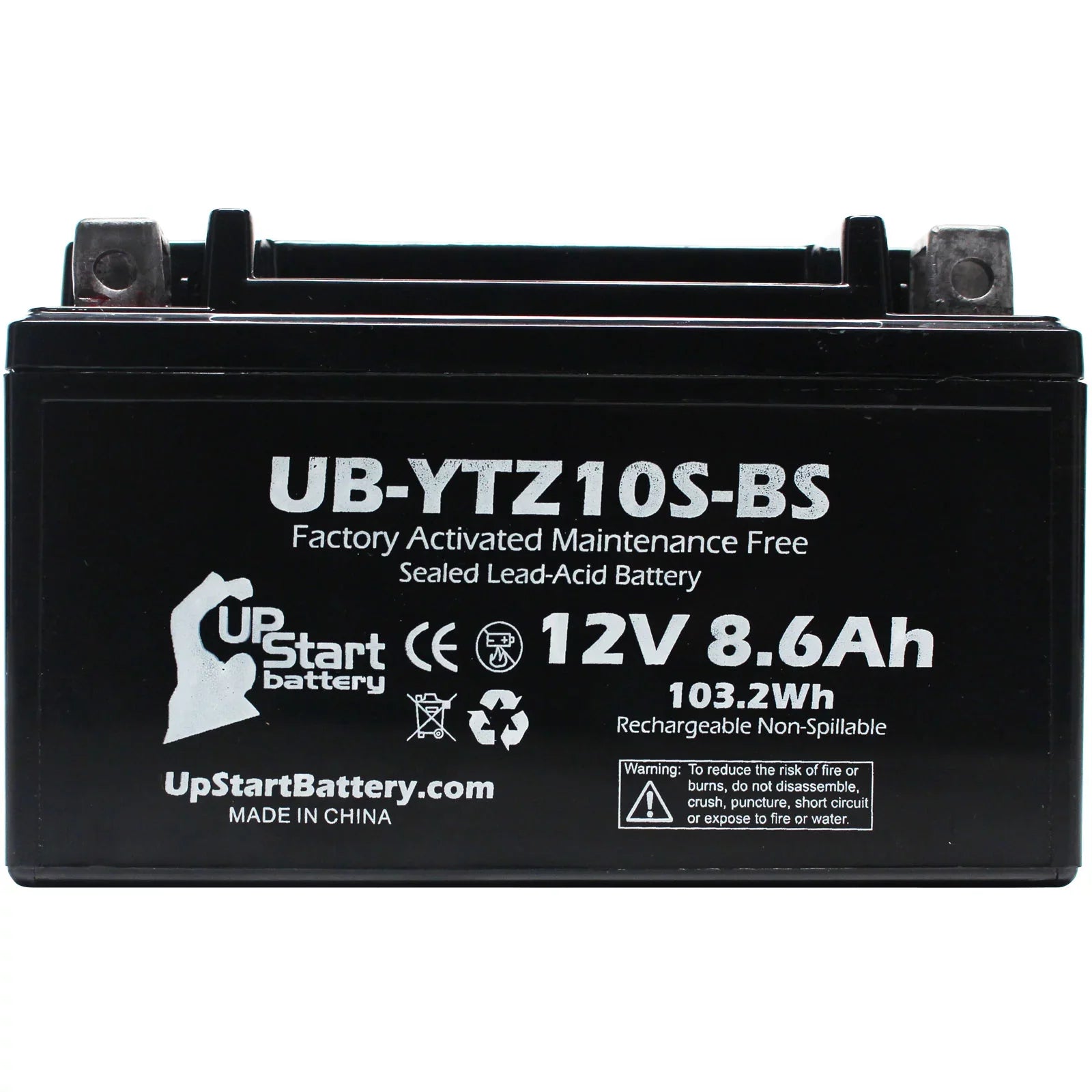 R6S) 600CC Factory Activated, Maintenance Free, Motorcycle Battery - 12V, 8.6Ah, UB-YTZ10S-BS. UpStart Battery Replacement 2011 Yamaha YZF-R6 (excl