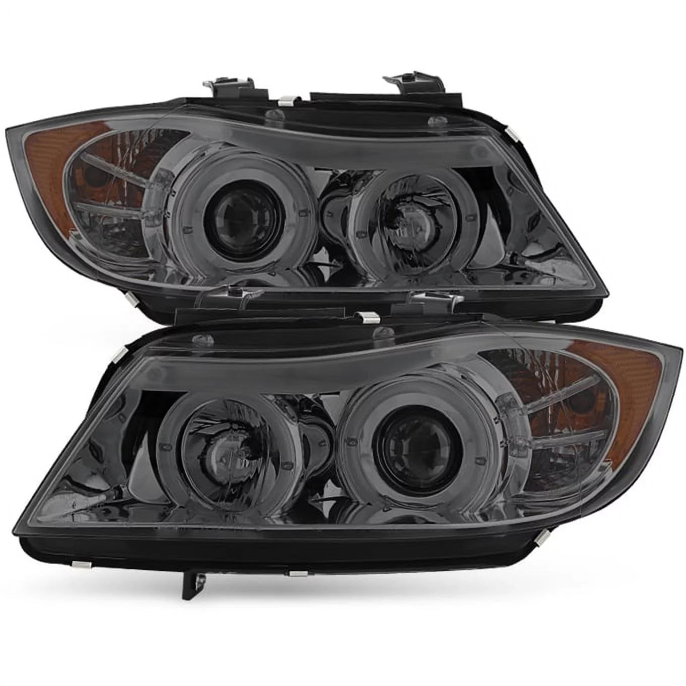 [Eye Lid] Fits 06-08  E90 3-Series Sedan Smoked Halo LED Projector Headlights Fits select: 2007-2008  328, 2006  325