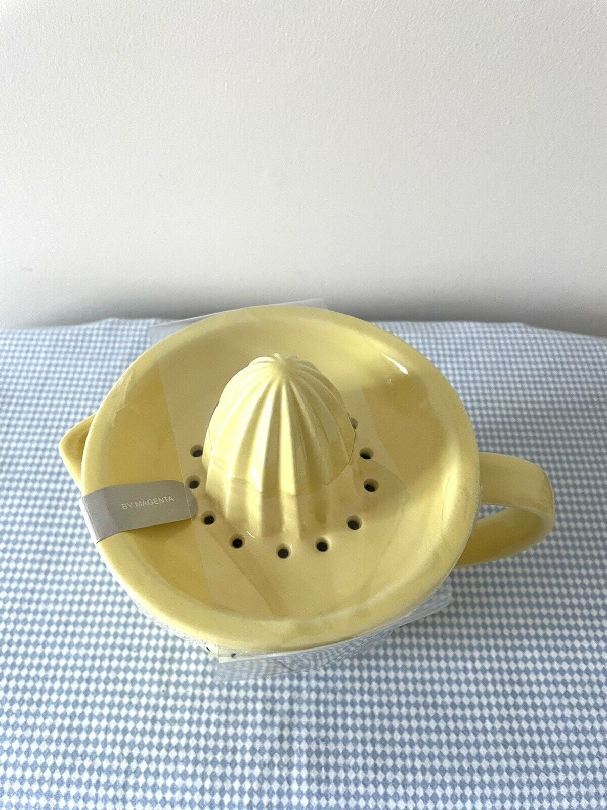 Rae Dunn LEMON Yellow 2 Piece Ceramic Juicer Set with Black LL Letters Kitchen