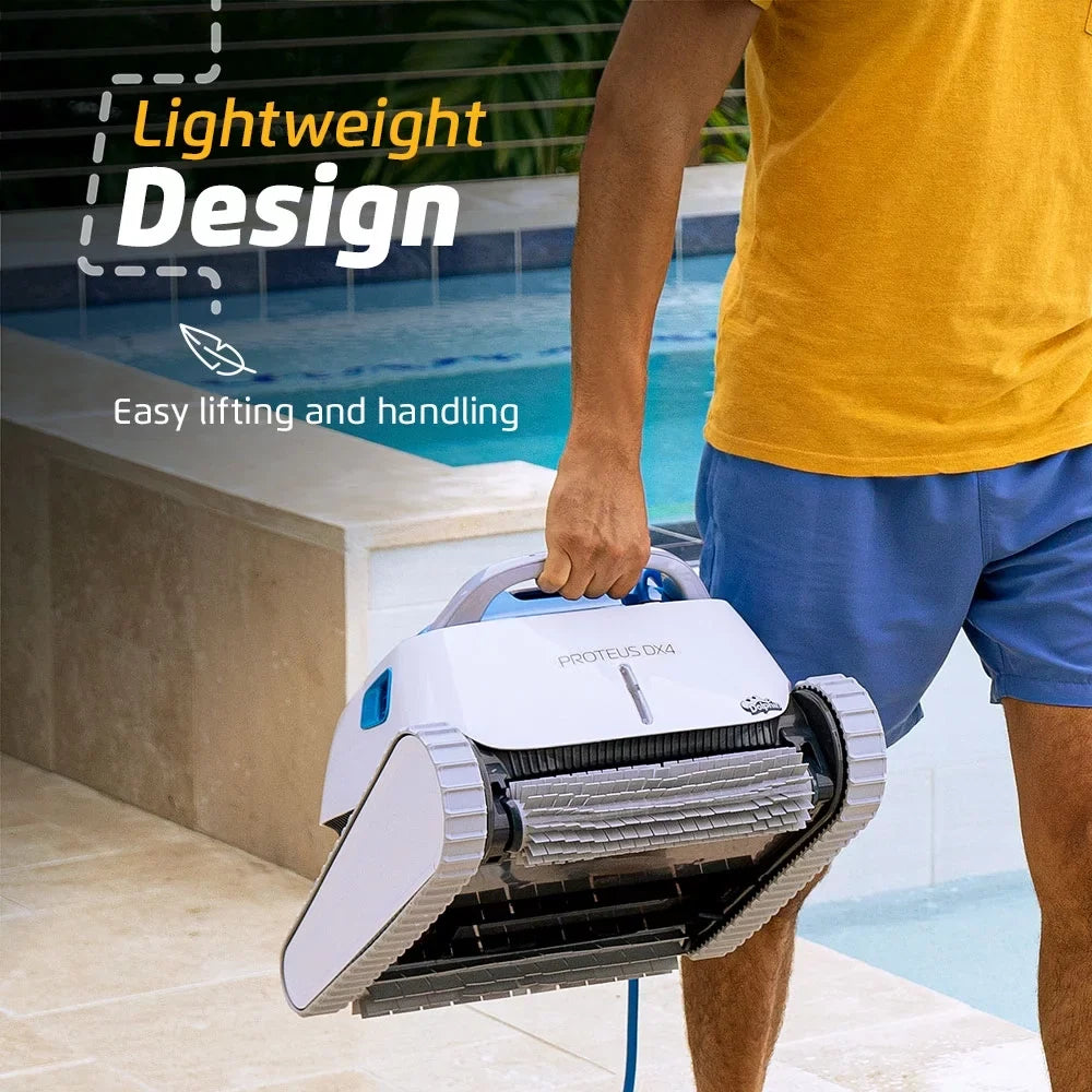 Dolphin Proteus DX4 Robotic Pool Vacuum Cleaner — Wall Climbing Capability — Powerful Waterline Scrubbing — Ideal for All Pool Types up to 50 FT in Length