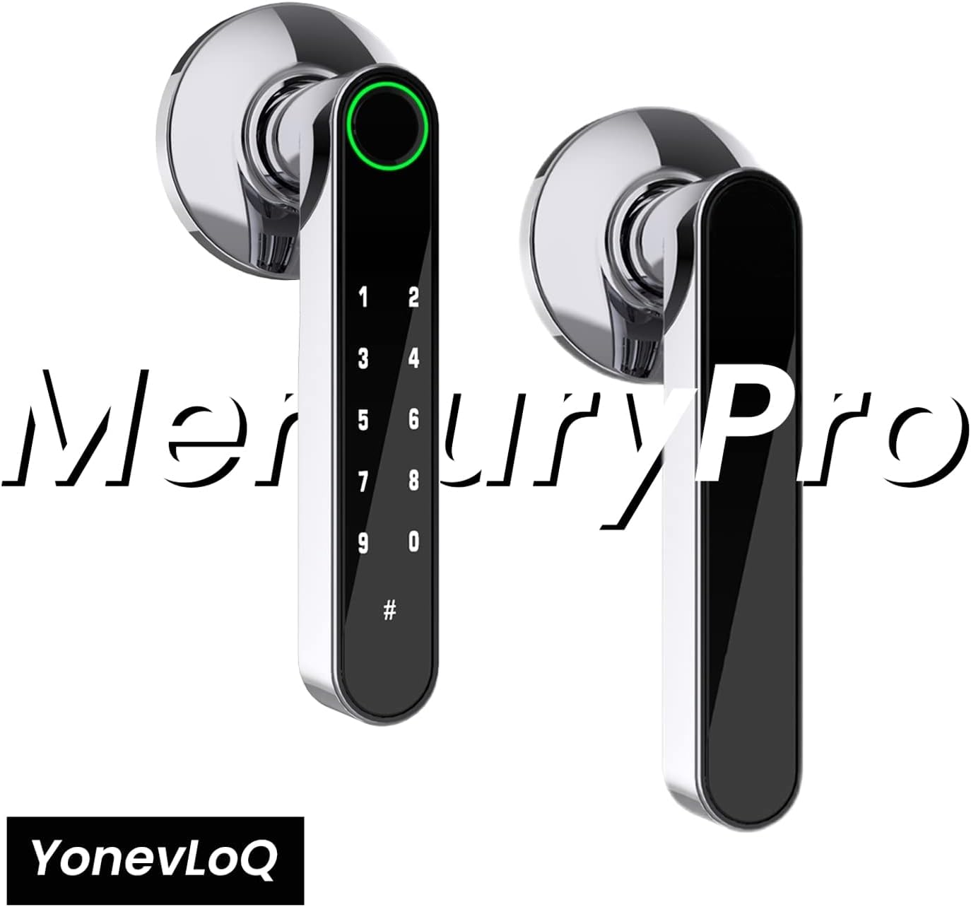 Smart Door Handle by GOURE, Fingerprint Door Lock with Keypads Password, Tuya App and Backup Keys, Easy to Install Ideally Suited for Office, Airbnb, Home [2024 New Upgrade]