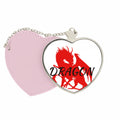 Winged Animal Dragon Myth East West Mirror Travel Purse Makeup Heart Pink