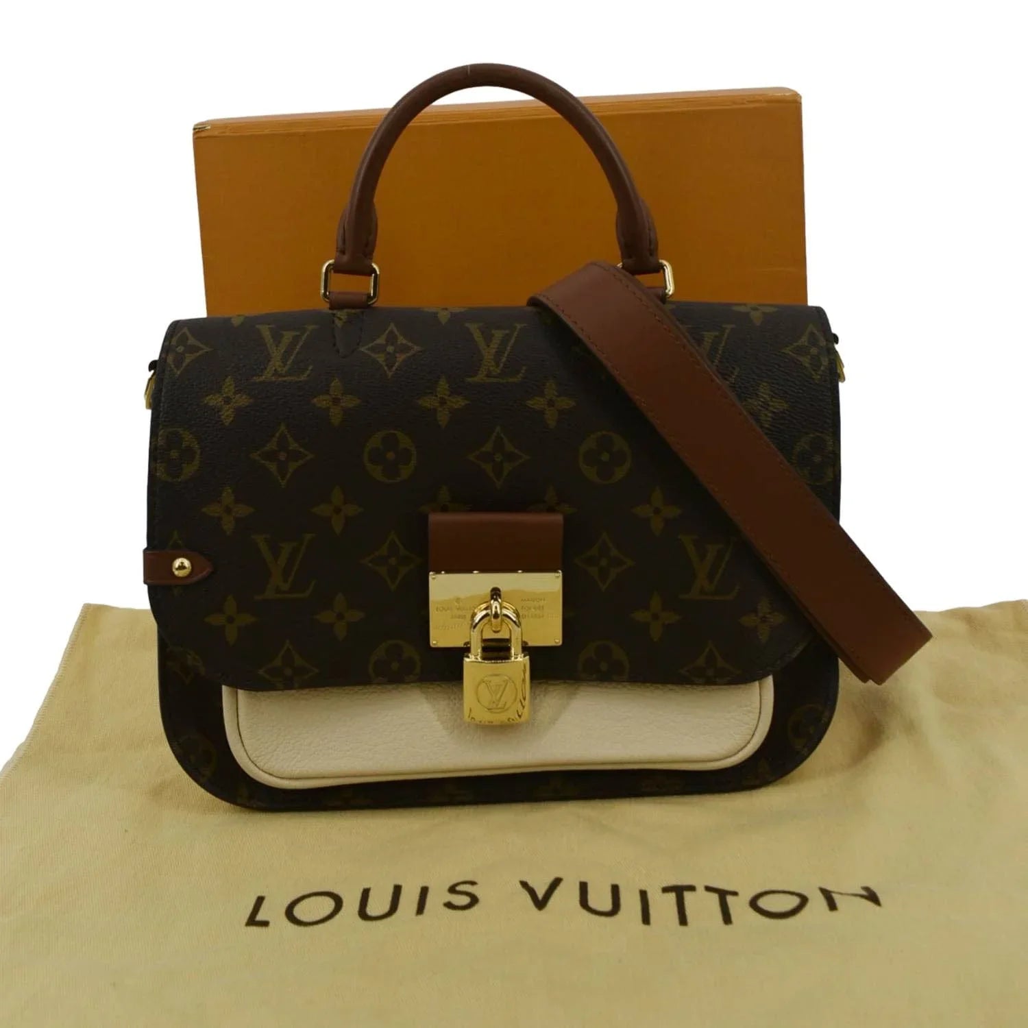Pre-owned LOUIS VUITTON Vaugirard Monogram Canvas Shoulder Bag Creme