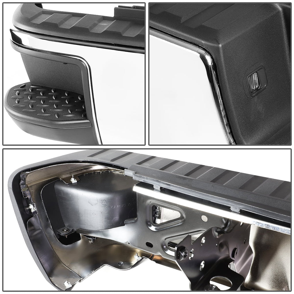 DNA Motoring STEPBUM-10013 For 2014 to 2018 Chevy Silverado / GMC Sierra Chrome Rear Corner Step Bumper (No Park Distance Sensor Hole) 15 16 17
