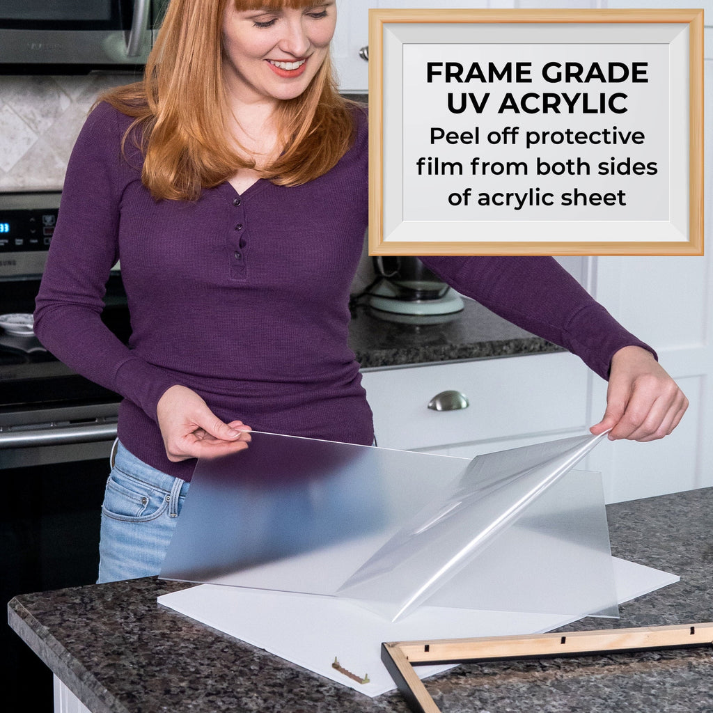 24x30 Puzzle Frame Kit with Glue Sheets  | Rose Gold Scandanavian Picture Frame | Real Wood with UV