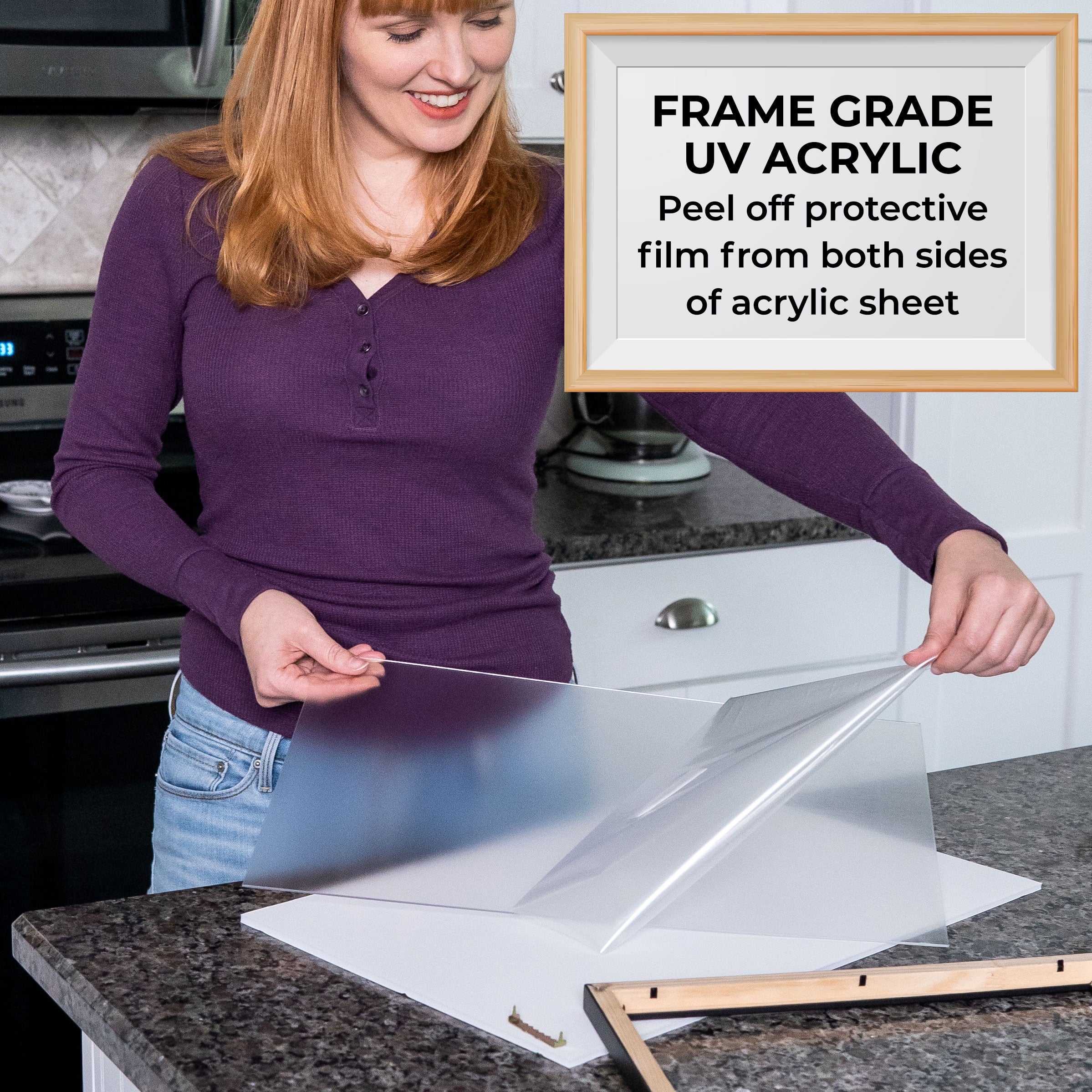 24x30 Puzzle Frame Kit with Glue Sheets  | Rose Gold Scandanavian Picture Frame | Real Wood with UV