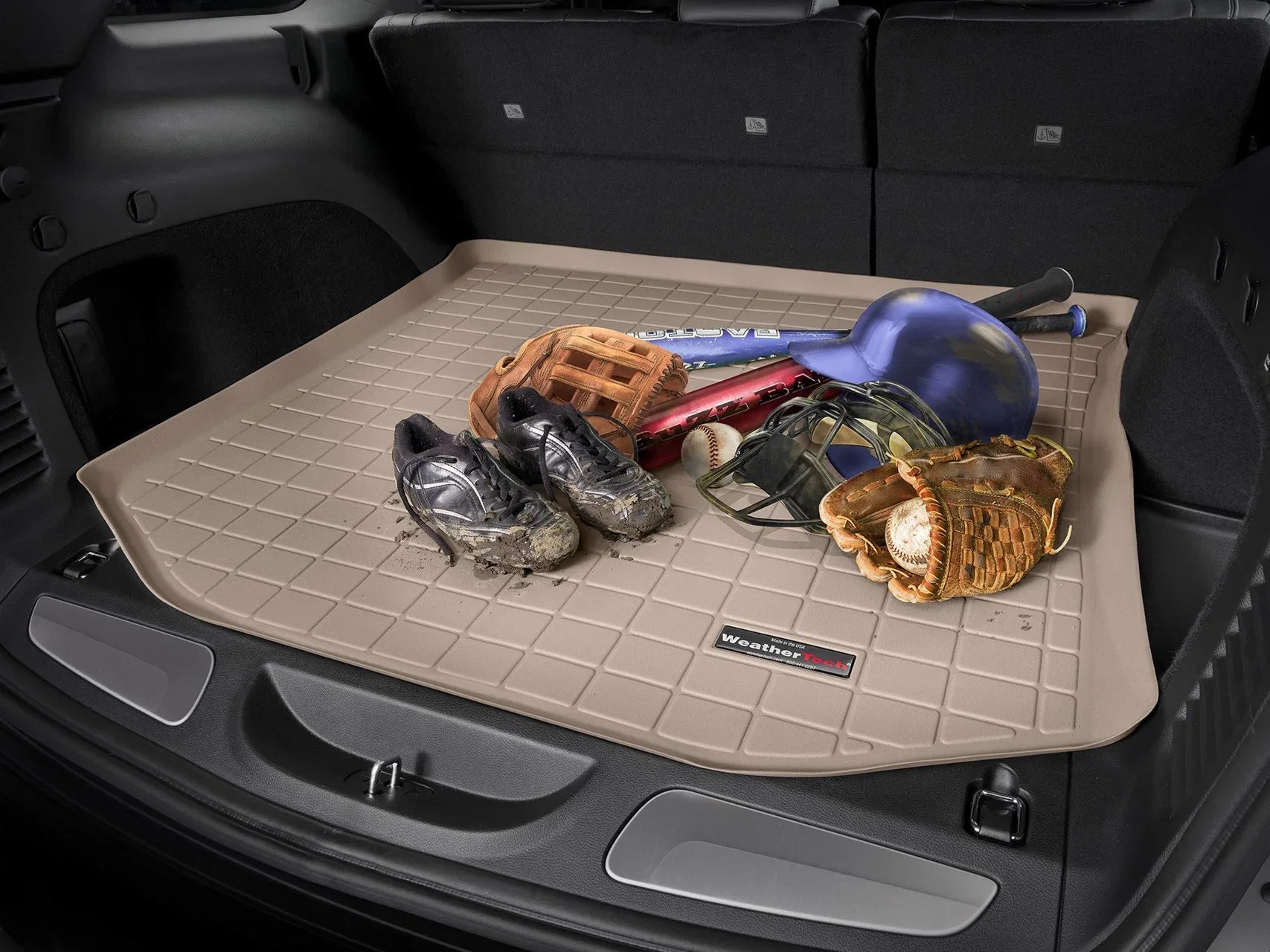 WeatherTech Cargo Trunk Liner with Bumper Protector matching with 2011-2013  Highlander - Behind 2nd Row Seating With Bumper Protector, Grey