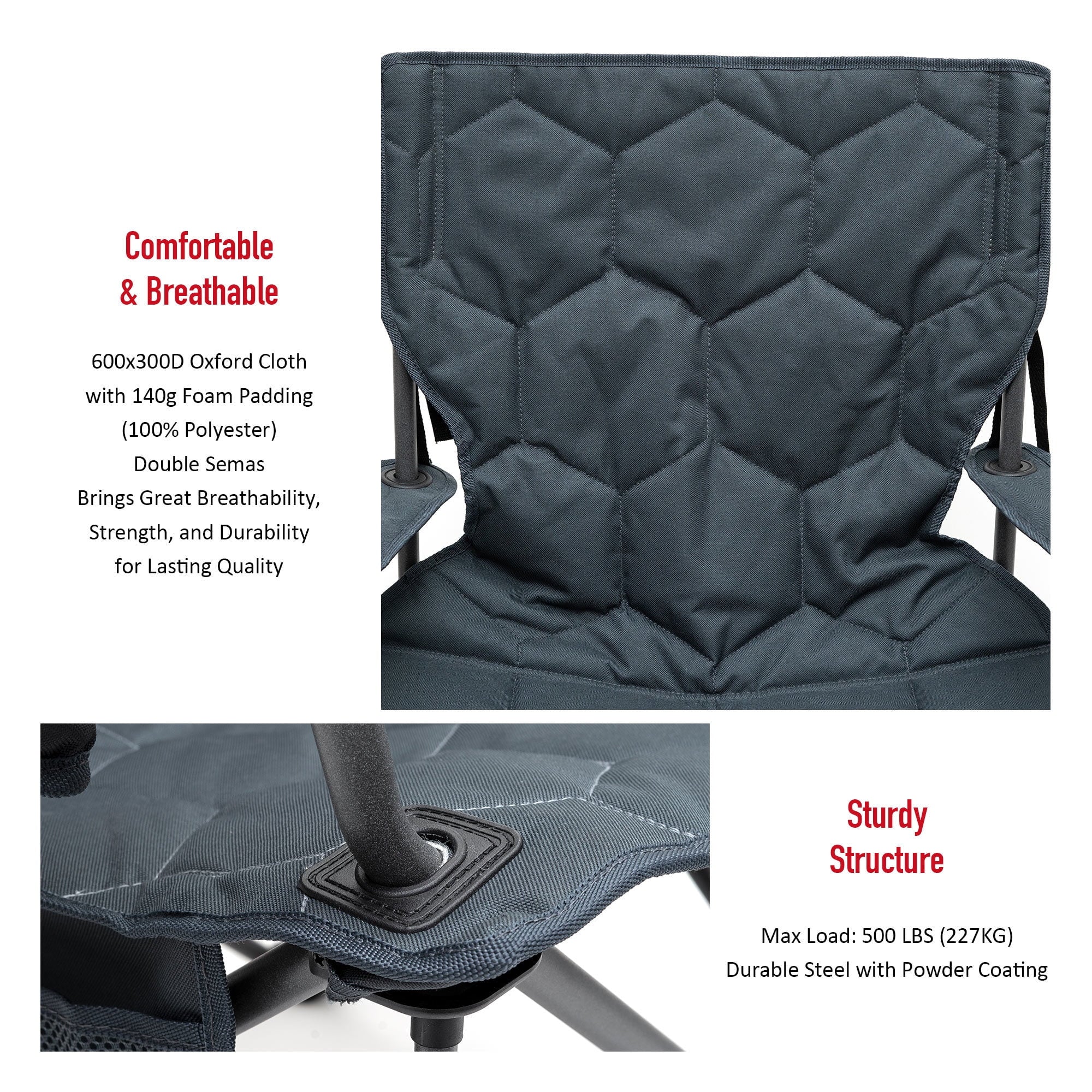 Oversized Folding Camping Chair - 12.13 - Experience ultimate comfort and convenience on your outdoor adventures!