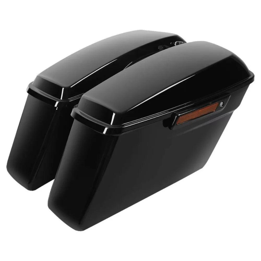 Vivid Black Hard Saddle Bags w/ Black Latch For 1994-2013 Harley-Davidson