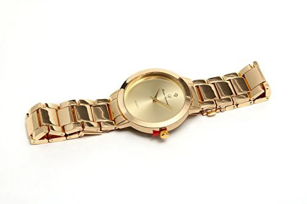 Charles Raymond Iced Out Diamond at 12 o'clock Elegant and Classy Mens Watch for All Occasions - Easy Reader Simplistic Slashes at Every Hour - Handsomely Stunning - 4904MB Single (Shiny Gold)