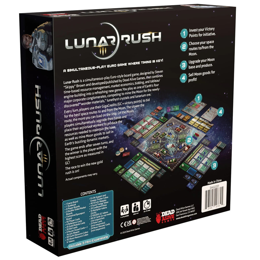 Lunar Rush - A Simultaneous-Play Euro Where Timing is Key! | Hobby Gaming| Boardgame | Time Based | 1-4 players | Dead Alive Games