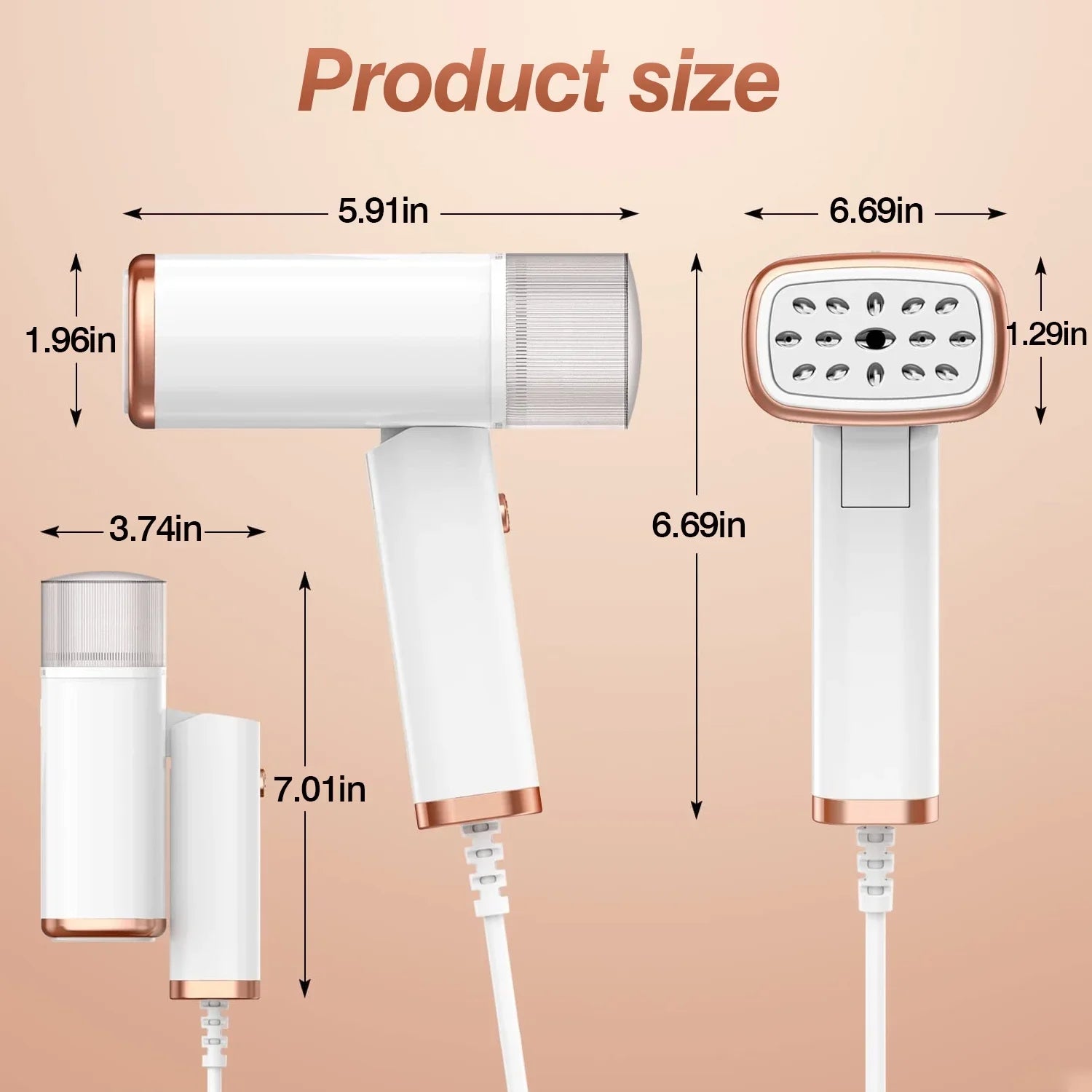 iMounTEK 1000W Portable Handheld Steamer with Brush Foldable Travel Electric Steamer for Garments Clothing Wrinkles Remover 30S Heat up 120ML liquid Tank, White