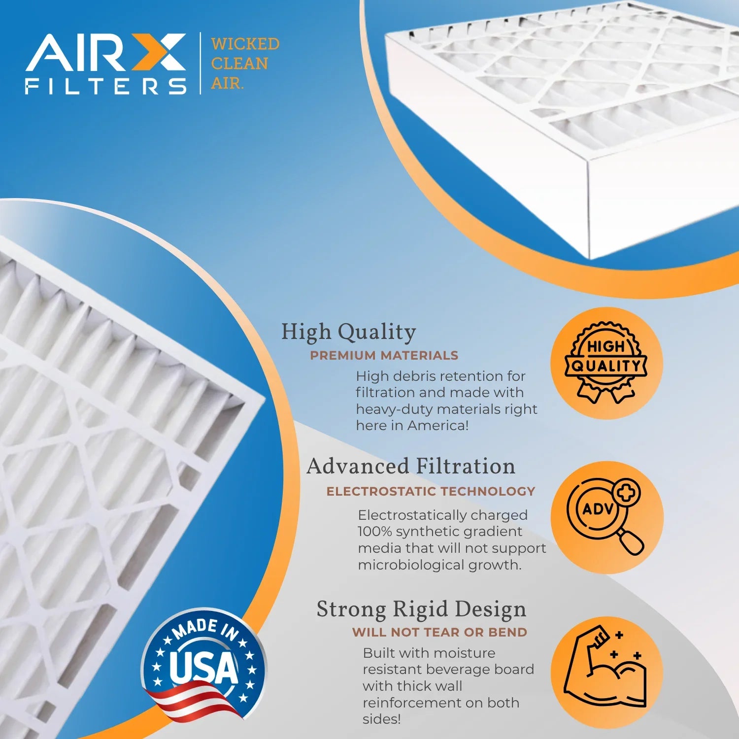 20x20x5 Air Filter MERV 11 Comparable to MPR 1000, MPR 1200 & FPR 7 matching with Skuttle 000-0448-003 Premium USA Made 20x20x5 Furnace Filter 2 Pack by AIRX FILTERS WICKED CLEAN AIR.