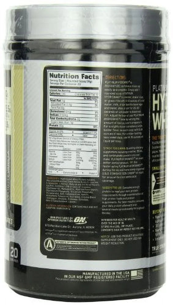 Optimum Nutrition Platinum Hydrowhey Protein Powder, Velocity Vanilla,1.75 Pound