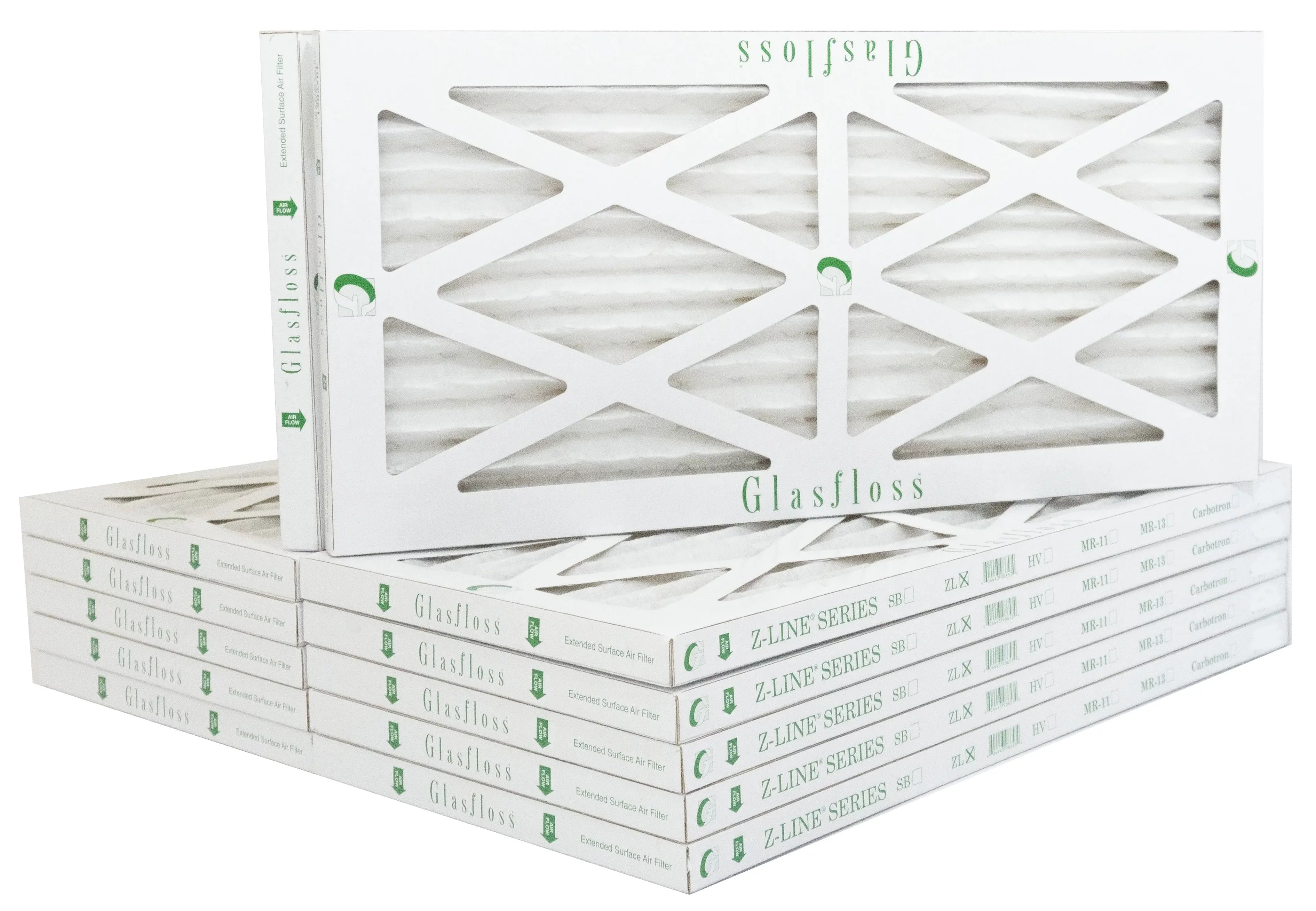 Glasfloss 13x20x1 - MERV 10 -Qty:12 - Furnace Air Filter - Made in USA (Actual Size: 12.5 x 19.5x7/8 inch)