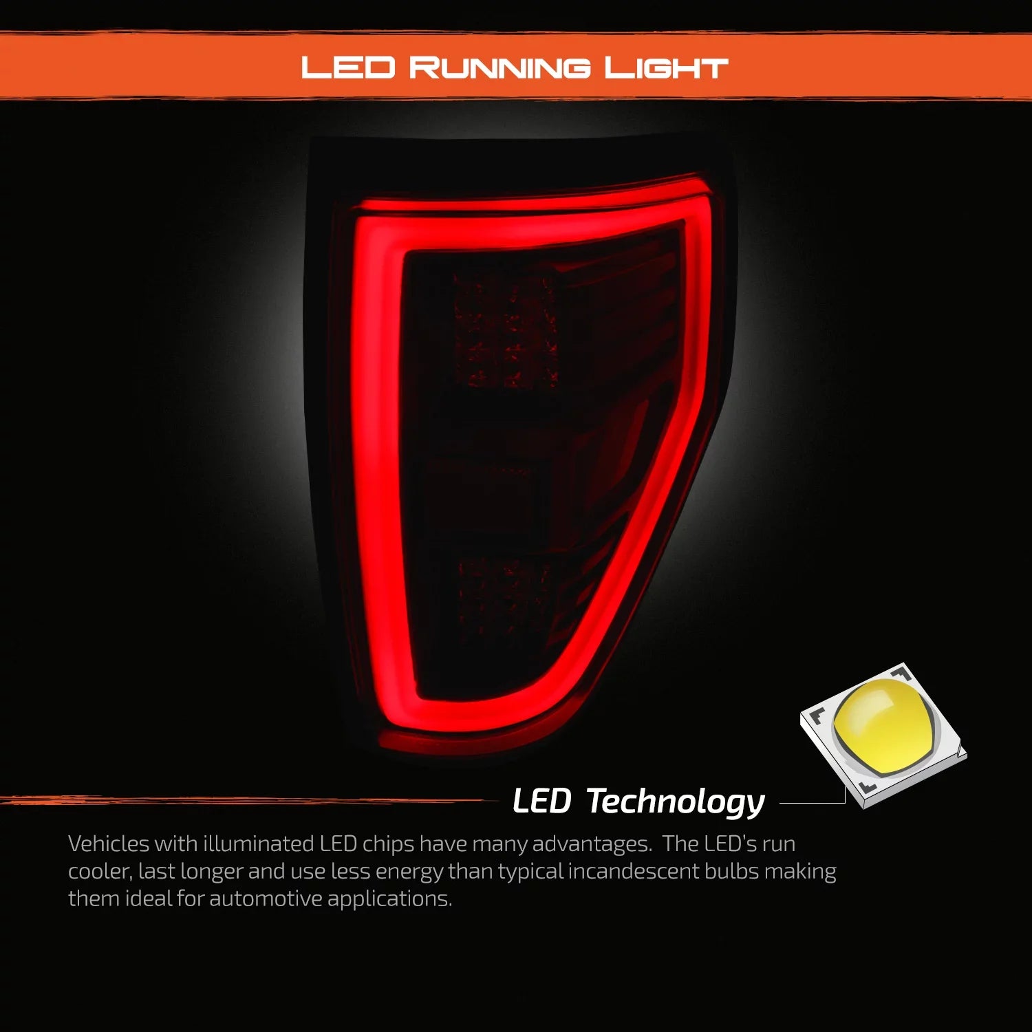 AKKON - Fit 2008 2009 2010 2011 2012 2013 2014  F150 [Full LED] Tail Lights Driver + Passenger Black