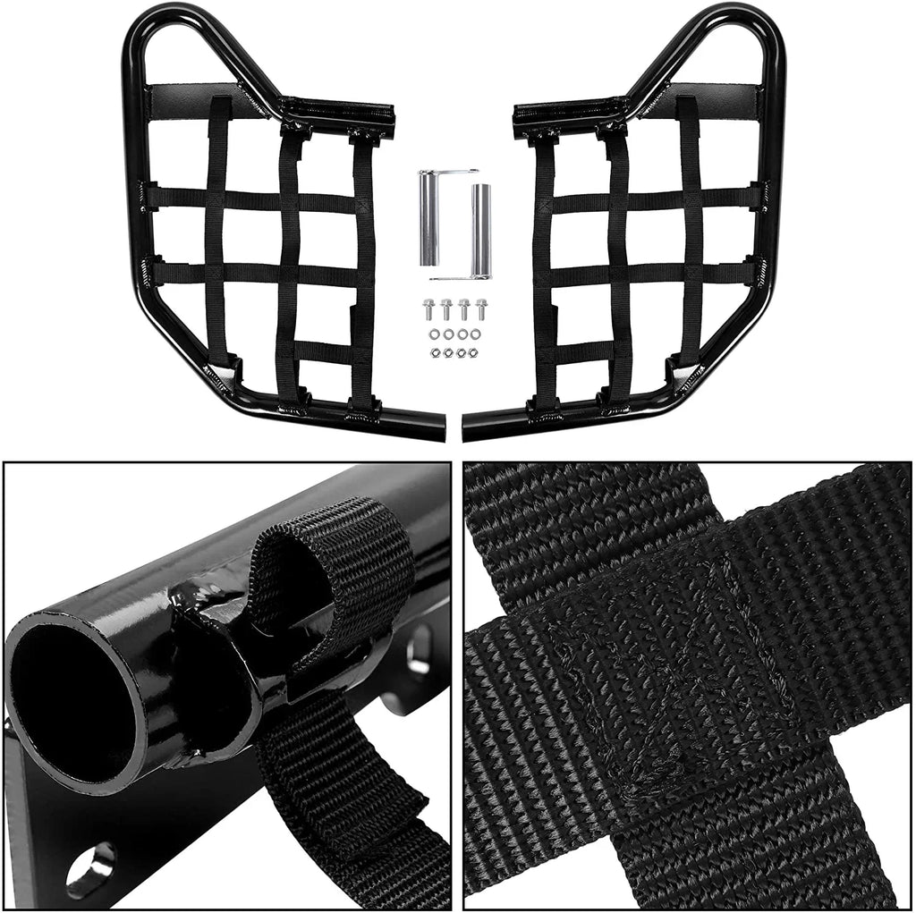 Kojem Aluminium Foot Peg Step  Nerf Bars for Yamaha Raptor 700 Black Side Step with Black Webbing nets  2006-2020