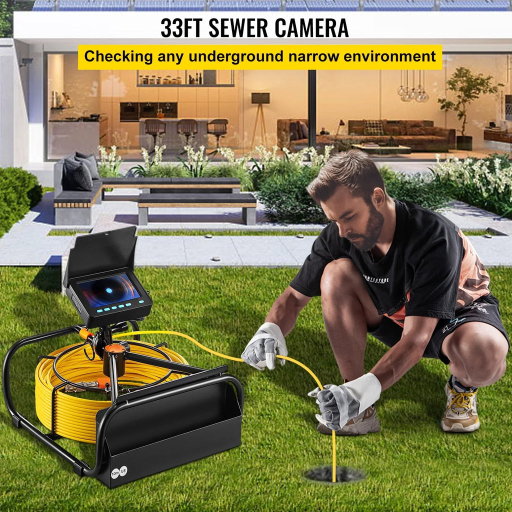 TFT LCD Monitor Pipe Camera Screen Waterproof IP68 Duct Inspection Camera with 6PCS LEDs 8500MAH Lithium Battery, DVR Function 10M. SKYSHALO Sewer Camera 32.8FT Cable Pipeline Inspection Camera 4.3 in