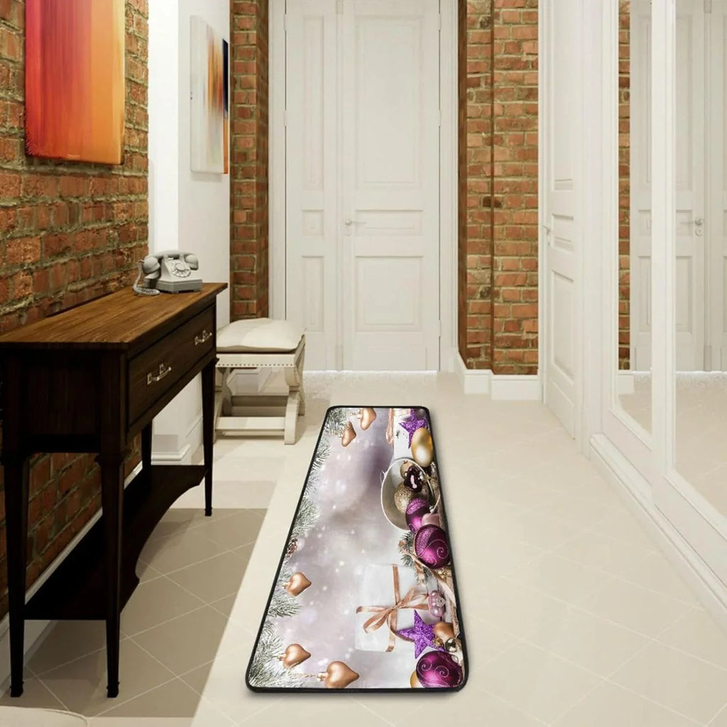 Bestwell Christmas Elements Runner Rug with Rubber Backing, Soft Wooden Non Slip Entryway Rug Runner, Washable Area Rug Carpet for Hallway Bedroom Kitchen Decor,24x72 inch