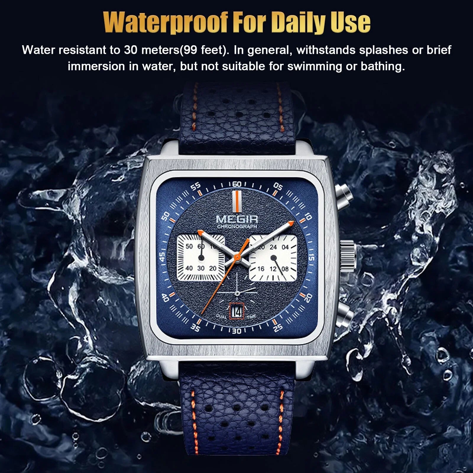 MEGIR Waterproof Men's Quartz Watch Leather Luminous Business Chronograph Luxury