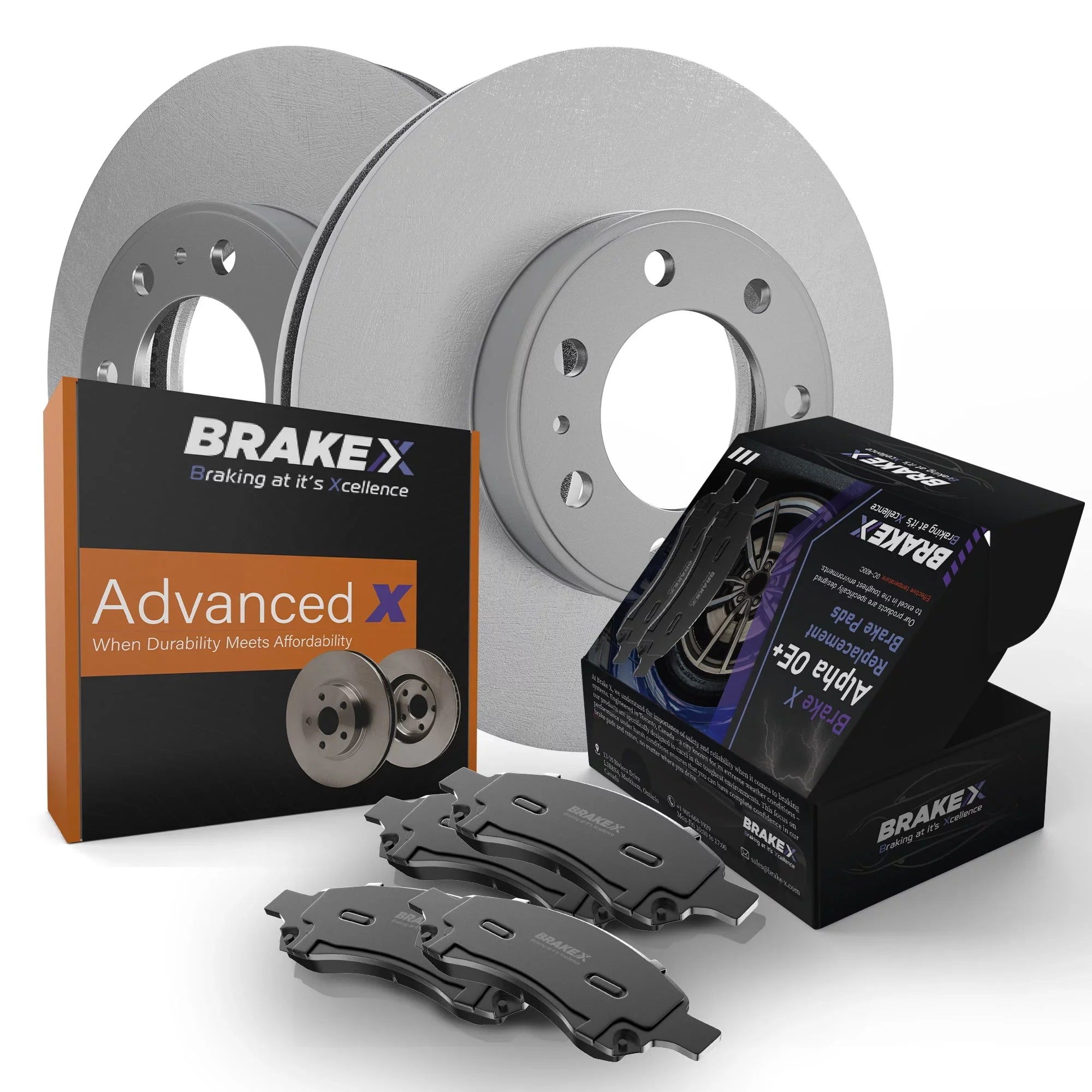 [Rear] Brake X Advanced X Replacement Disc Rotors and Premium Ceramic Brake Pads Kit | 6 Piece Set | For 2003 Jeep Liberty 3.7