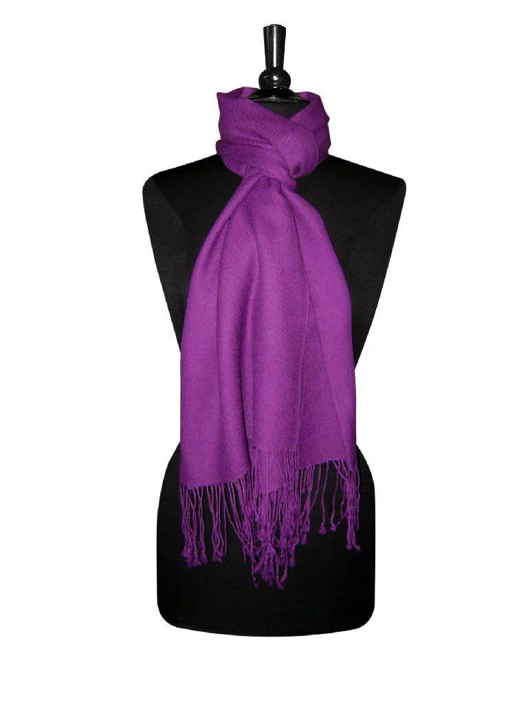 Biagio 100% Wool Pashmina Solid Scarf PURPLE INDIGO Color Womens Shawl Wrap