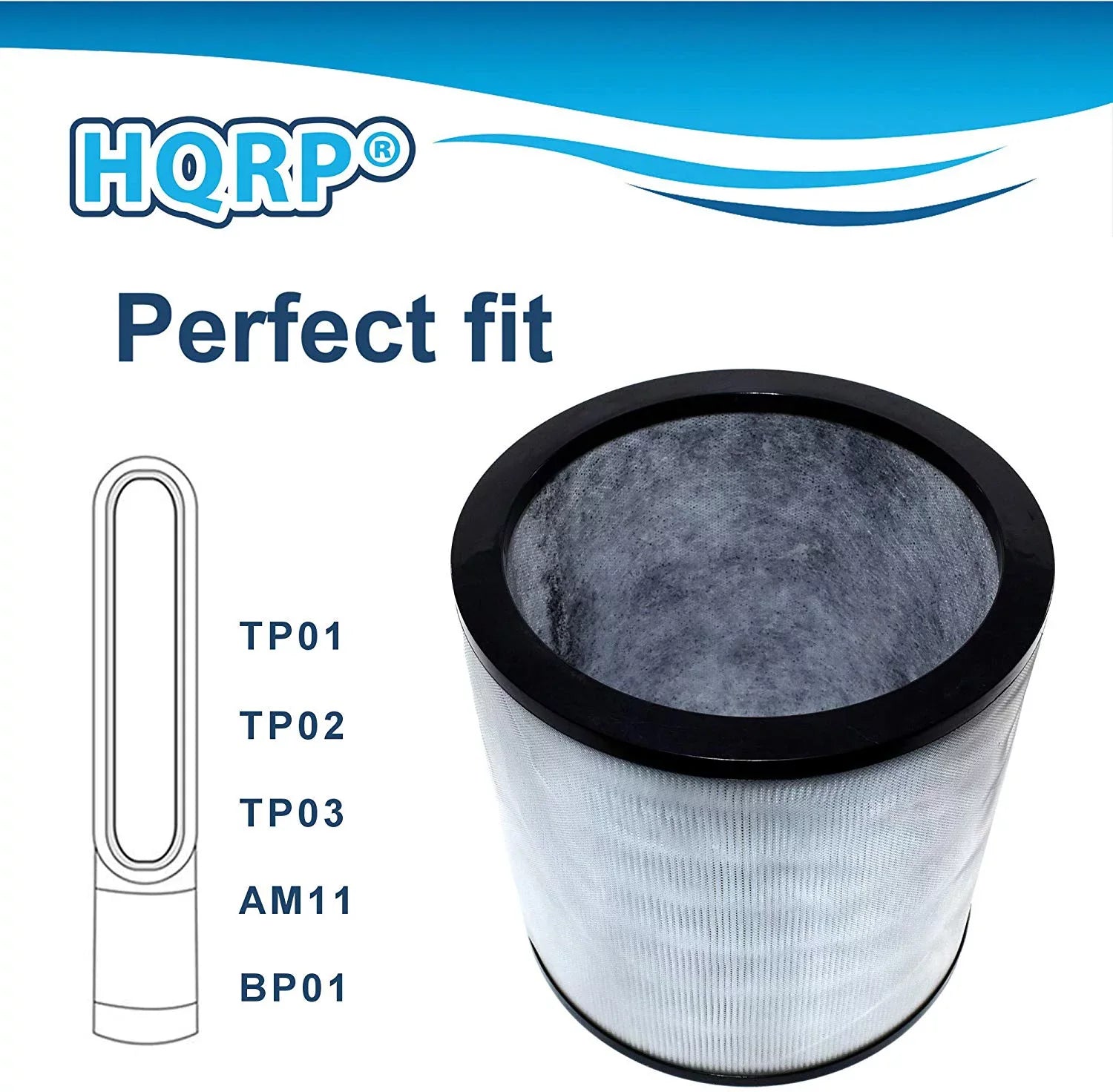 HQRP 2-Pack Filter works with Dyson Pure Cool Link TP02 TP03 TP01 AM11 Tower, Pure Cool Me BP01 Personal Fan Air Purifiers, matching with 968126-03 EVO Filter 2nd Generation