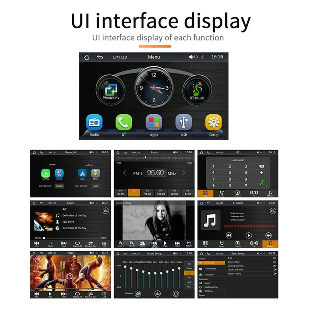 7 Inch Car Stereo Radio, Double DIN Bluetooth Car MP5 Player, Digital Display Full HD Touchscreen with Reverse Camera and Mirror Link Function, android auto