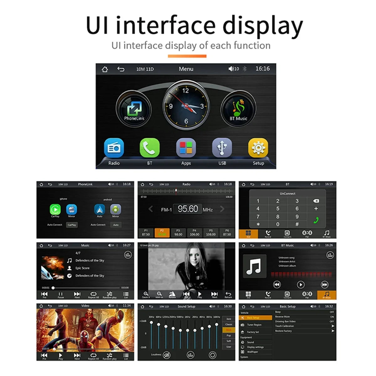 7 Inch Car Stereo Radio, Double DIN Bluetooth Car MP5 Player, Digital Display Full HD Touchscreen with Reverse Camera and Mirror Link Function, android auto