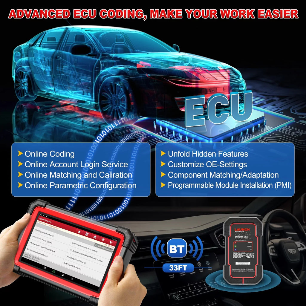 LAUNCH X431 Scanner CRP 919E BT 2024 OBD2 Diagnostic Scan Tool with Full System for All Vehicles,ECU Coding,Bi-Directional Control,CANFD DOIP,FCA AutoAuth