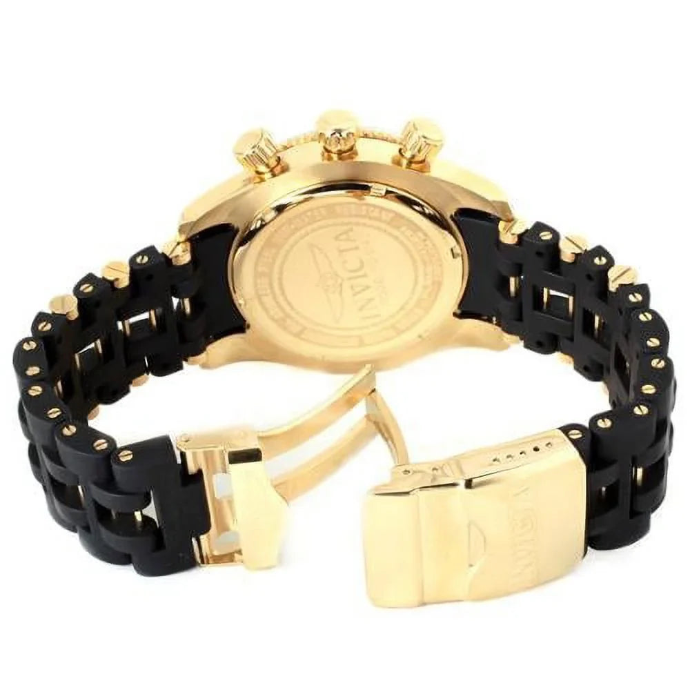 Invicta Men's 0140 Spider Collection Gold Tone Black Dial Rubber Strap Chronograph Watch