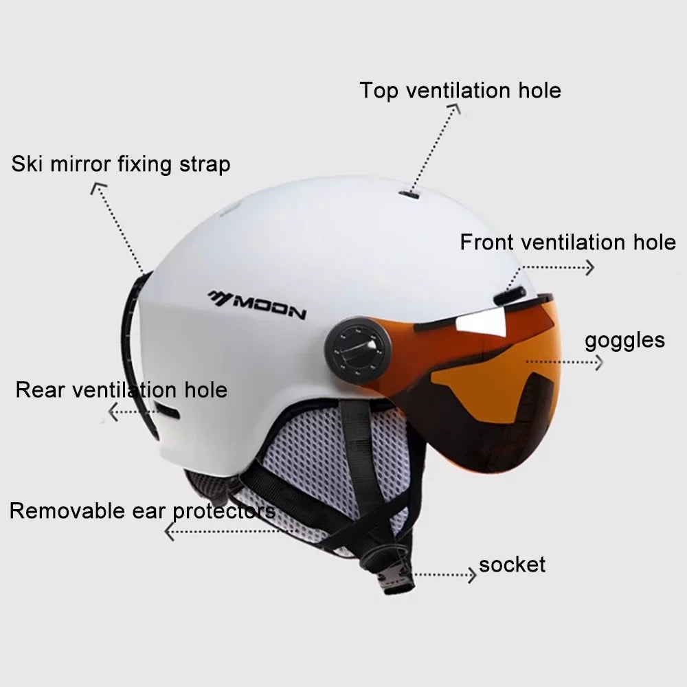 MOON Winter Windproof Cycling Helmets Adjustable Motorcycle Electric Bike Safety Men Women Skiing Snowboard Skateboard Helmets