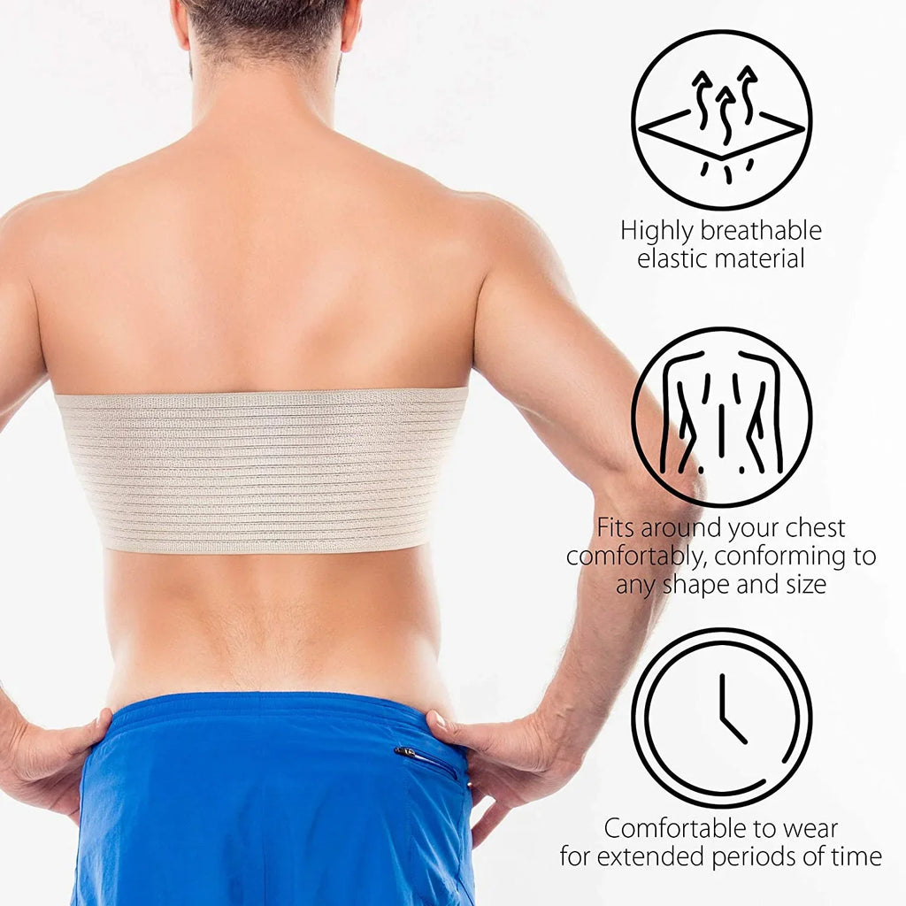ORTONYX 6.25" Broken Rib Brace Unisex - Elastic Chest Wrap Comppression Support Belt - Rehabilitation of Cracked, Fractured, Dislocated Ribs Post-Surgery Aid Plus Size 3XL Beige / ACOX5226-BG-3XL