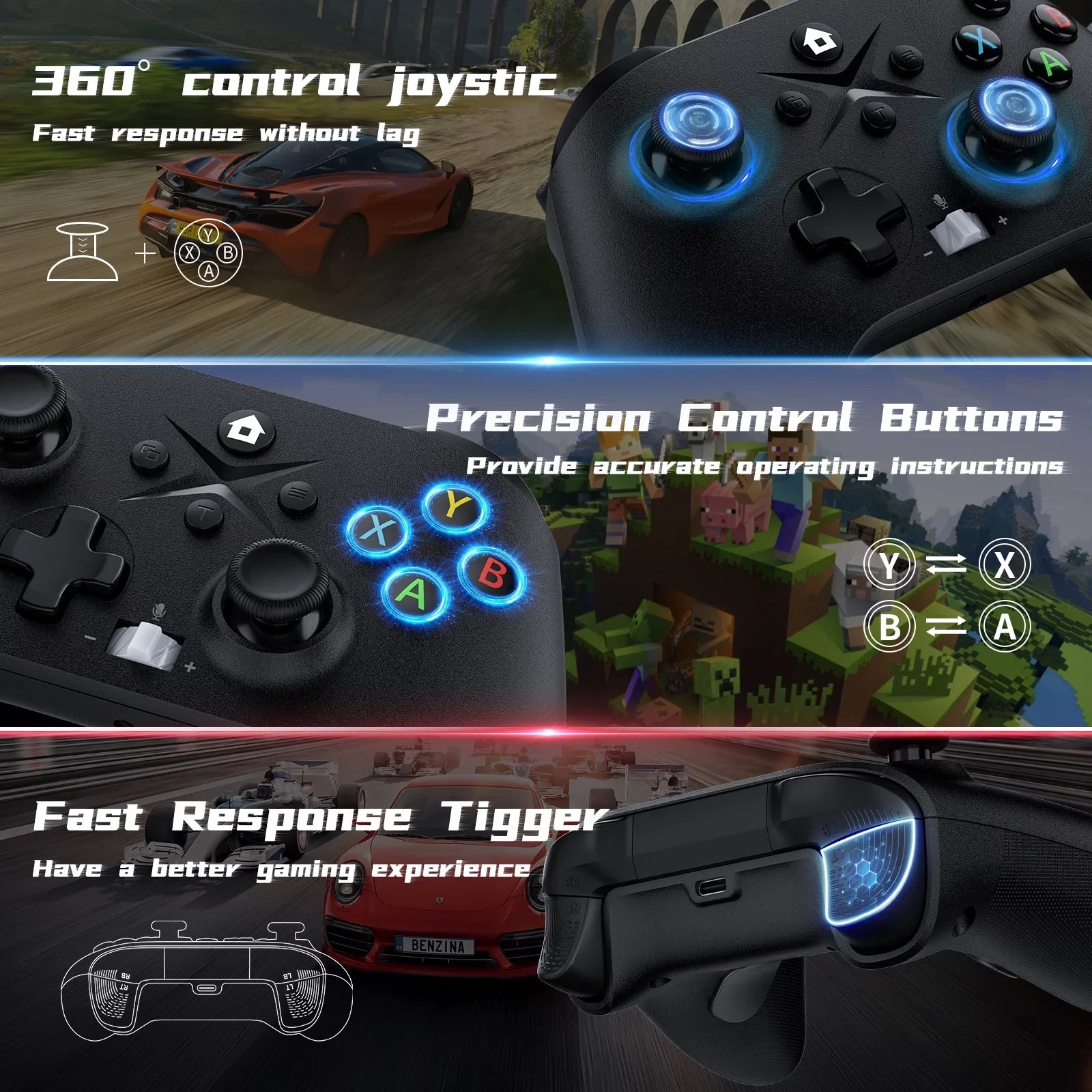 Bonacell Xbox Controller Wireless, (Watch Video to Update XBOX)Game Controller for Xbox one, Xbox One S/X, Xbox Series X/S Consoles, with Dual Vibration/Stable Connection/3.5mm Headphone Jack