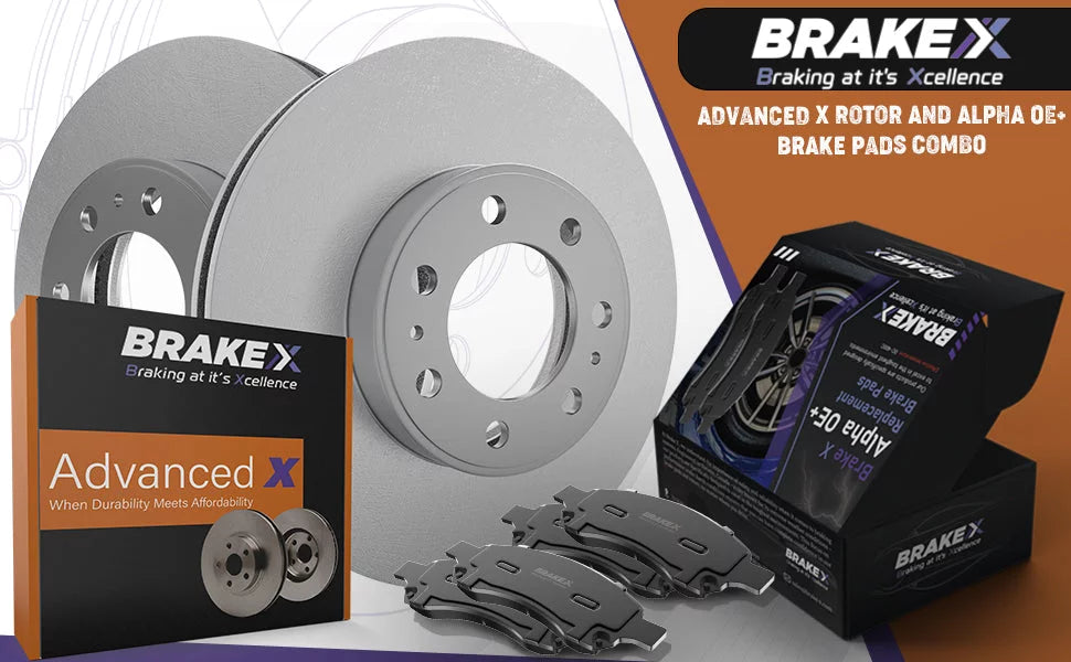 [Rear] Brake X Advanced X Replacement Disc Rotors and Premium Ceramic Brake Pads Kit | 6 Piece Set | For 2003 Jeep Liberty 3.7