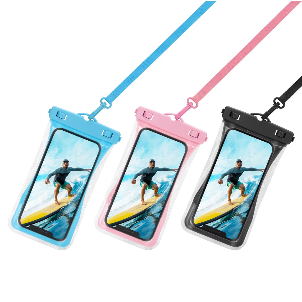 Urbanx Universal Waterproof Phone Pouch Cellphone Dry Bag Case Designed For Ulefone Armor 7 Perfect Fit for All Other Smartphones Up To 7" - 3 Cases - Mixed Colors