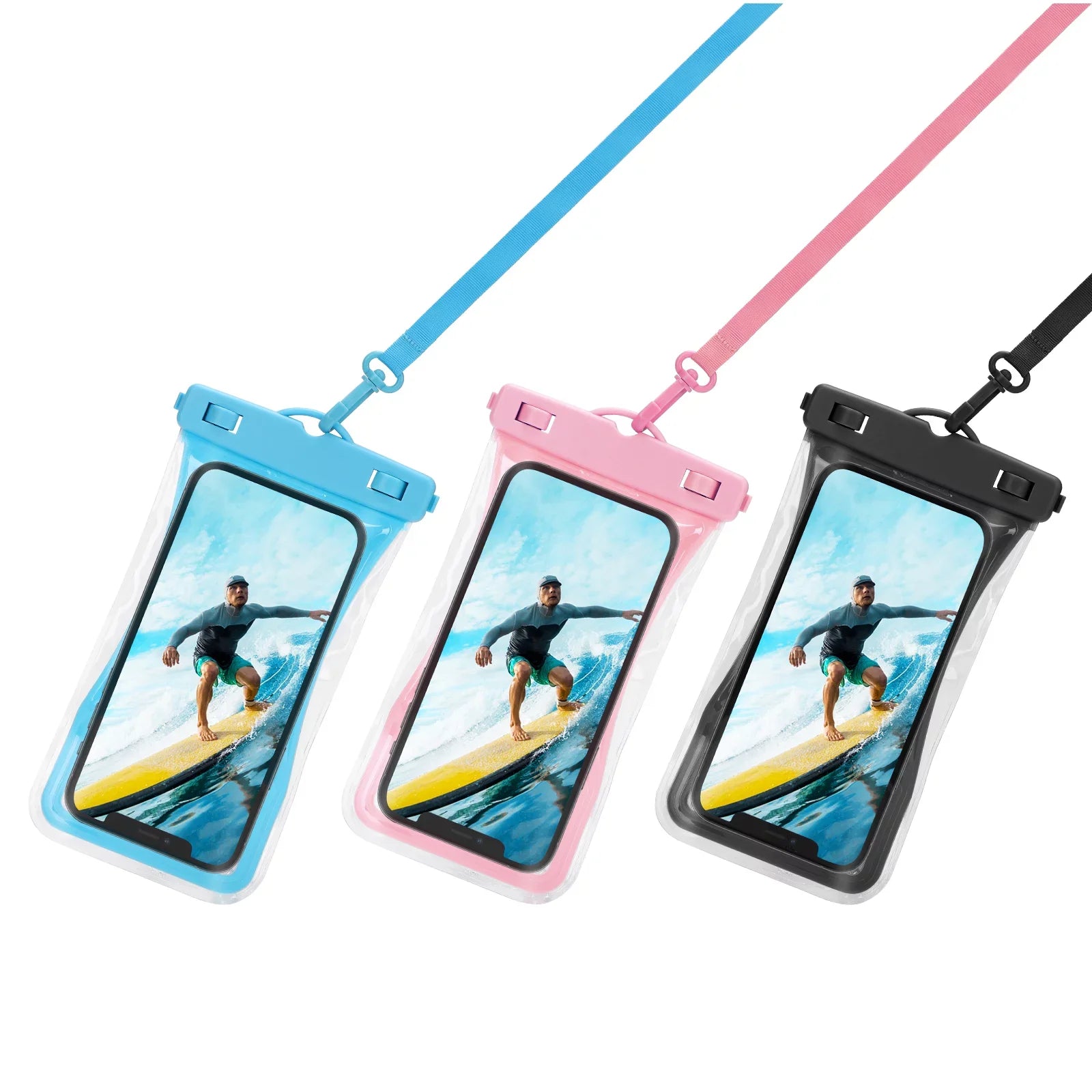 Urbanx Universal Waterproof Phone Pouch Cellphone Dry Bag Case Designed For Ulefone Armor 7 Perfect Fit for All Other Smartphones Up To 7" - 3 Cases - Mixed Colors