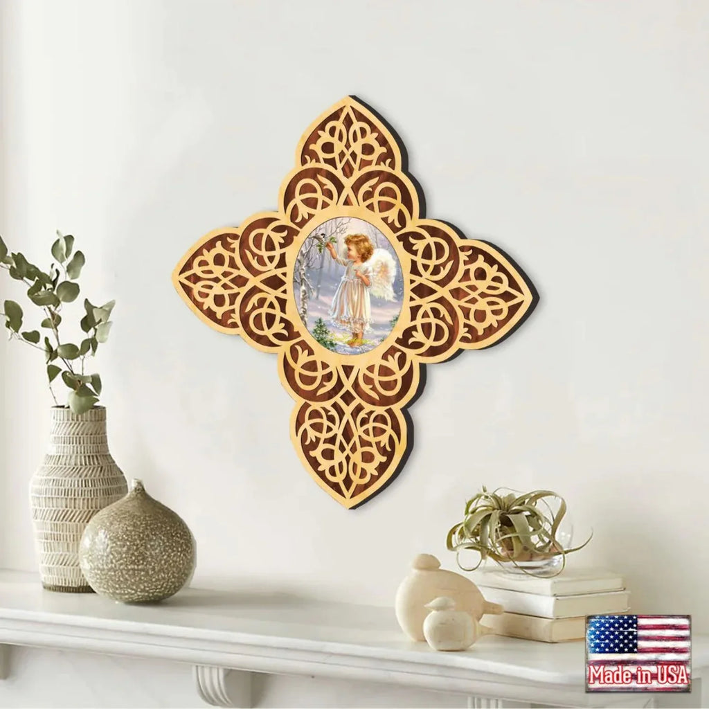 Gelsinger | Inspirational Icon D�cor - 88482-DG. Angel Girl Filigree Wooden Cross by D
