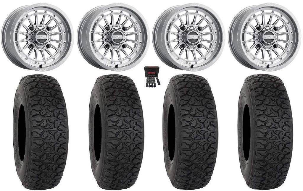 MetalFX Delta Contrast Cut 15" Wheels Gm 33" DX440 Tires Can-Am Maverick X3 / Honda Pioneer 1000 / Talon