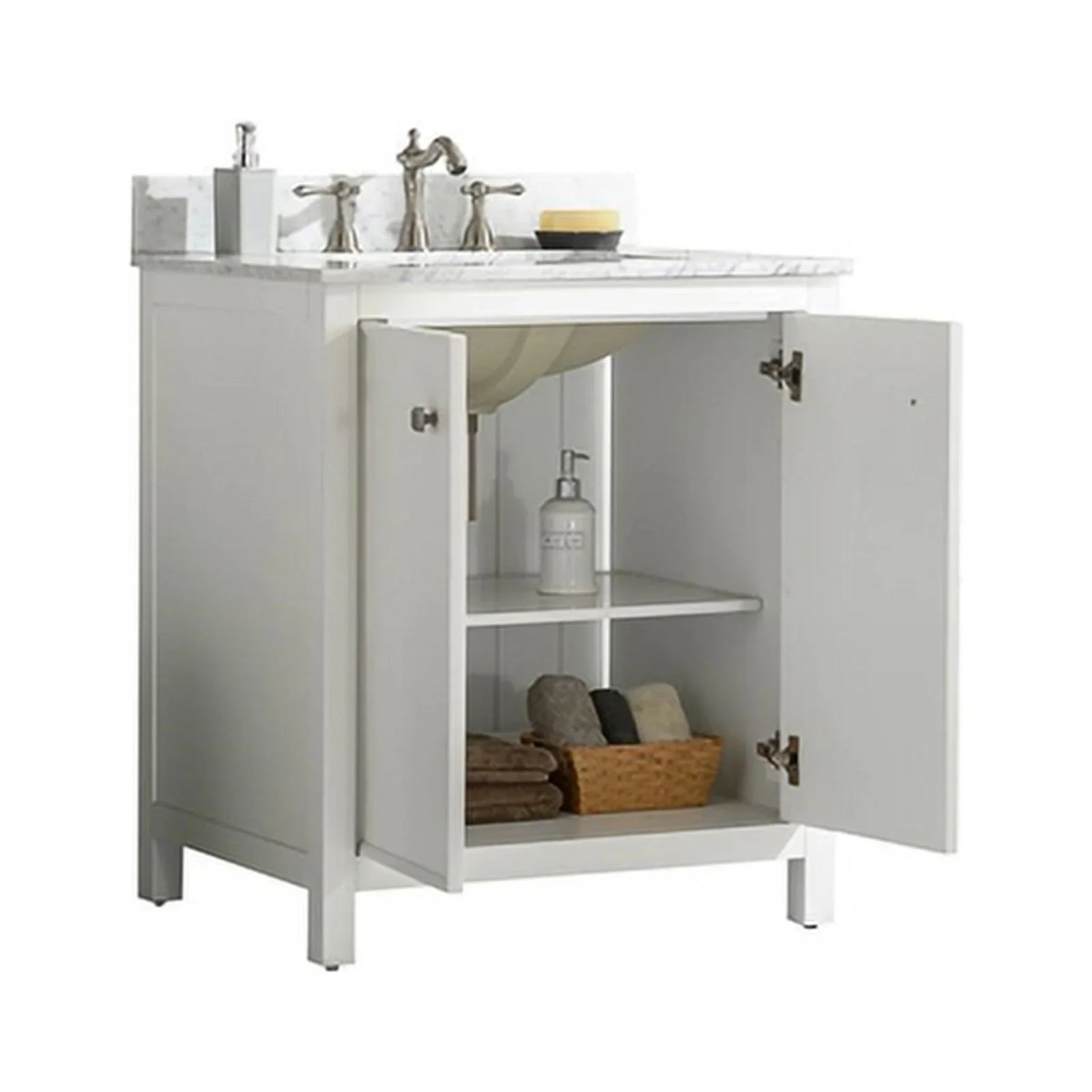 Legion Furniture 30" Contemporary MDF/Veneer Wood Sink Vanity Cabinet - White