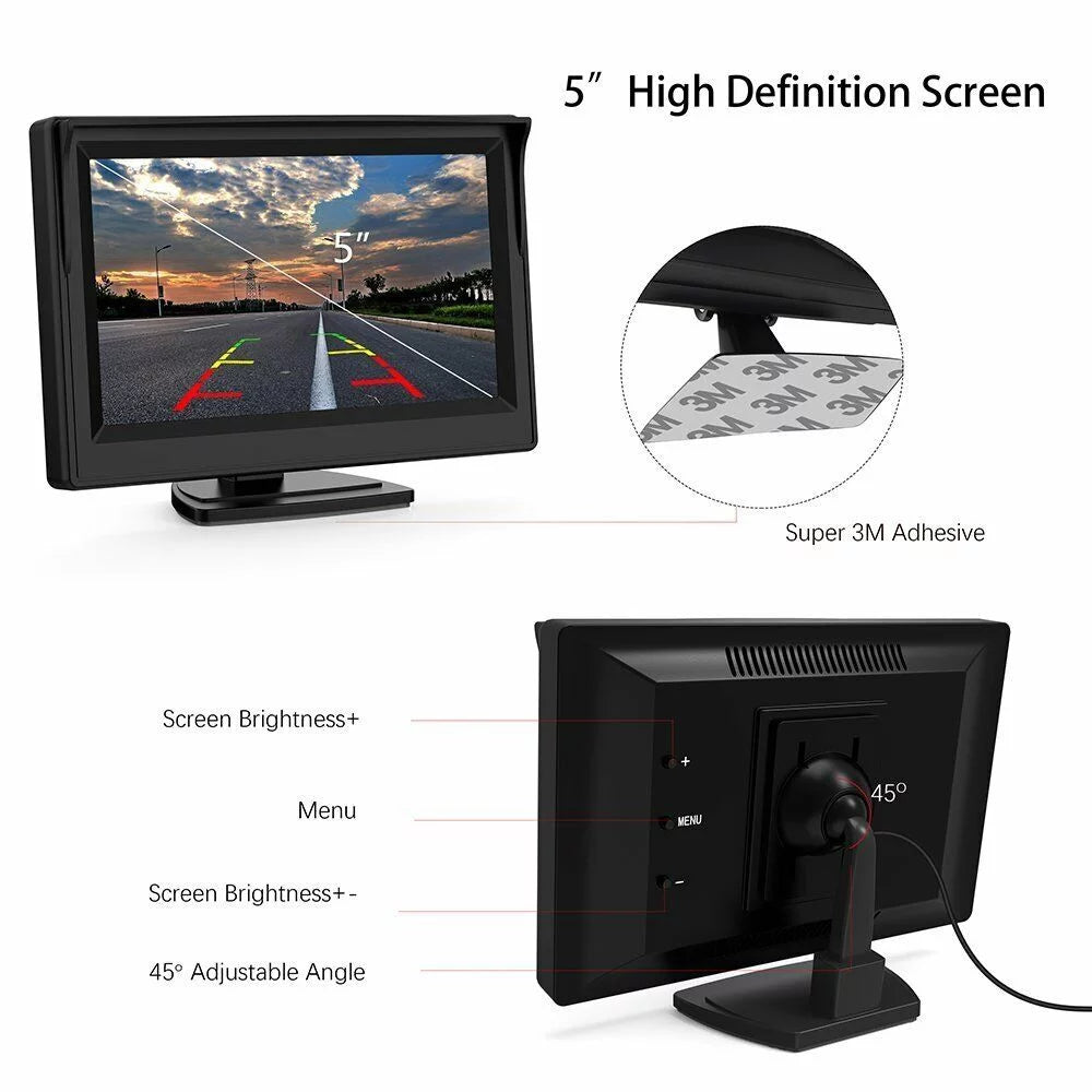 Backup Camera Wireless Car Rear View HD Parking System Night Vision + 5" Monitor
