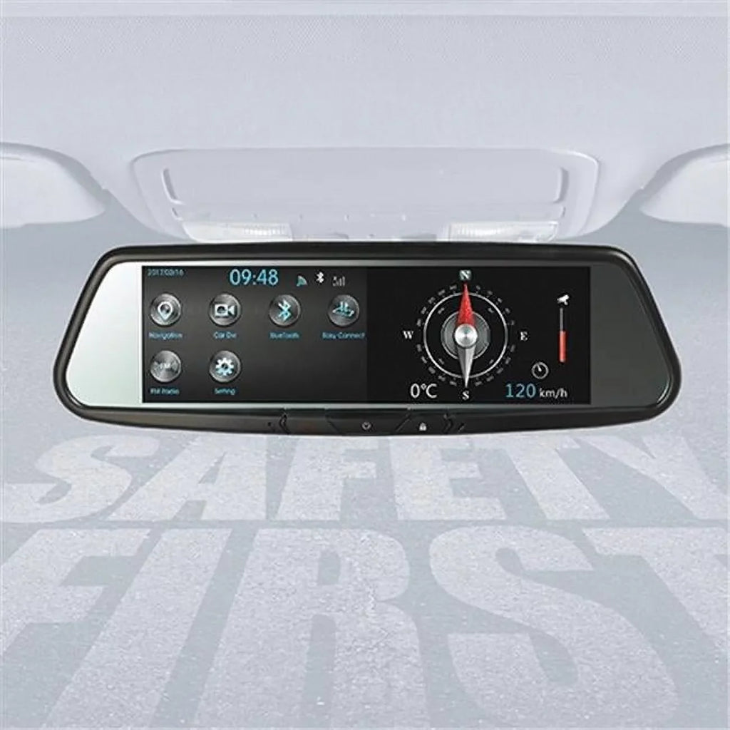 Audiovox RVM740SM 7.8 Inch Smart Mirror with Built In Bluetooth and Dash Cam DVR