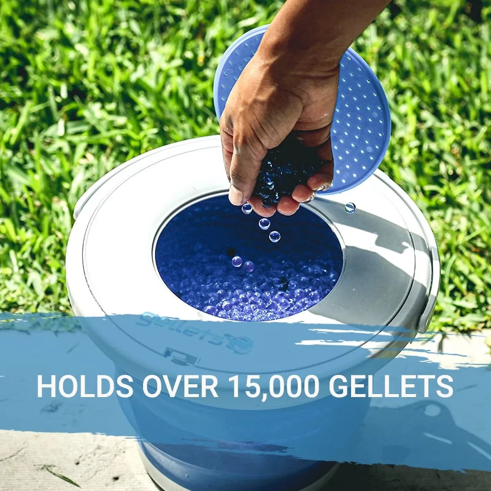 Gel Blaster Collapsible Gellet Ammo Tub, Blue, 1.5 Gallon - Holds 15,000+ Gellets